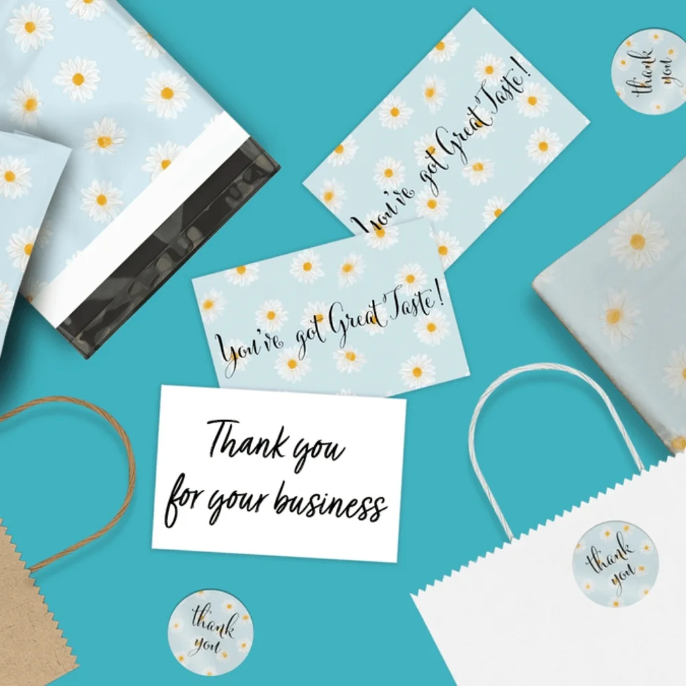50 Pack Daisies flowers Bundle Thank you Cards Insert Cards 4x6 & Stickers